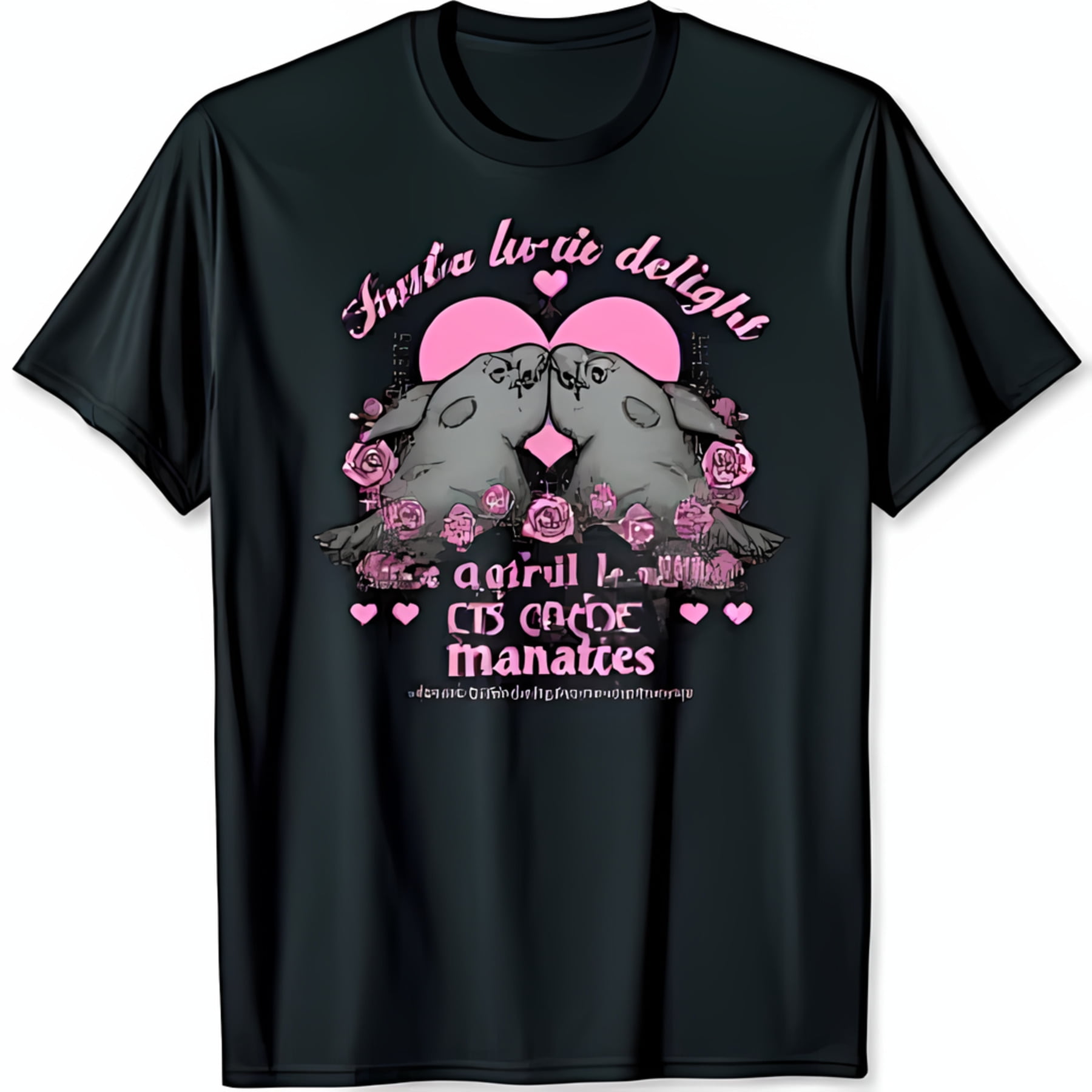 Adorable Black TShirt with Pink Heart Graphic Delight