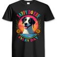 thumbnail image 1 of Adorable Black T-Shirt with Smiling Dog Graphic & Rainbow Design, 1 of 5