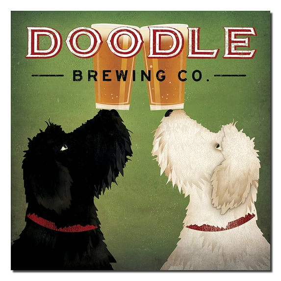 Adorable Black and White Doodle Doodle Brewing Company Print by Ryan Fowler; One 12x12in Paper Poster Print