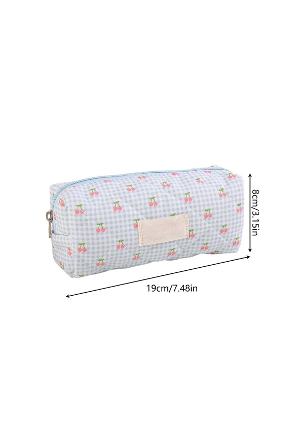Adorable Blue Multi-Purpose Zipper Pouch – Compact Cloth Organizer for Makeup Brushes, Pens & Travel Essentials, Versatile Portable Storage Bag