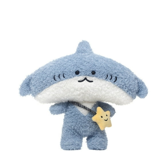 Adorable Blue Shark Plush Toy with Star Accessory Soft Stuffed Animal for Kids Cuddly Ocean-Themed Gift 10 Inch Cute Plush Doll