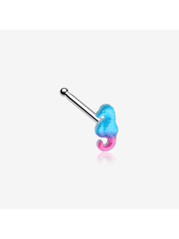 Adorable Blurple Seahorse Nose Stud Ring