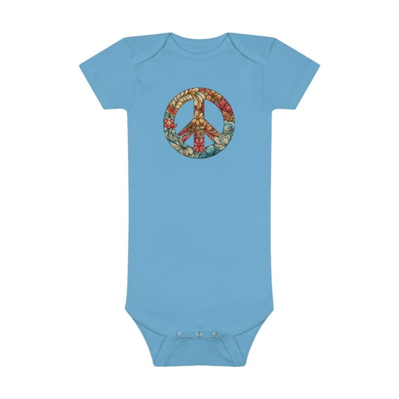 Adorable Boho Baby Onesie® - Peace Sign Print in Four Vibrant Hues