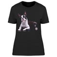 thumbnail image 1 of Adorable Boston Terrier Is Lying T-Shirt Women -Image by Shutterstock, Female 3X-Large, 1 of 2
