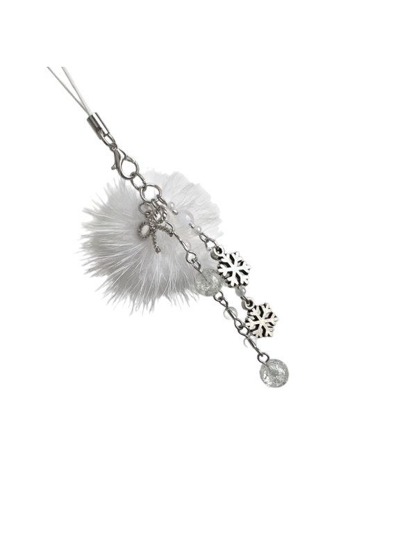 Adorable Bowknot Beaded Phone Charm Unique Beaded Bowknot Keychain Chic Snowflake Phonechain for Fashionable Individuals