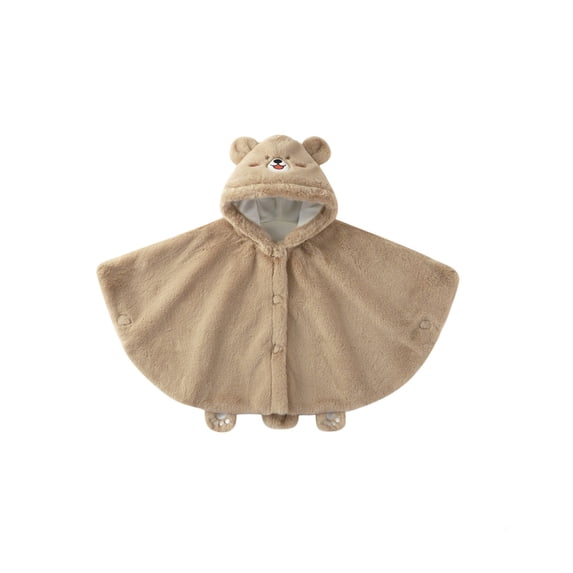 Adorable Boys Hooded Cape Winter Cloak Thickened Like Poncho Outerwear With Cute Bear Design Toddler Child Clothes