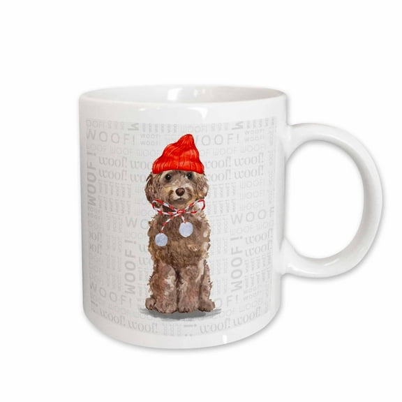 3drose, Adorable Brown Cockapoo for Christmas Holiday Dog Lover Breed, 11oz Mug
