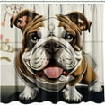 Adorable Bulldog Bathroom Shower Curtain Cute Cartoon Design Black