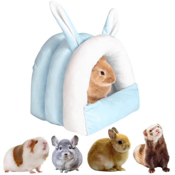 Adorable Bunny Bed Guinea Pig Hideout Warm Rabbit House Soft Cave Tent Washable Small Animal Nest for Ferret Kitten Hedgehog Chinchilla Guinea Pig Accessories for Cages and Play Areas
