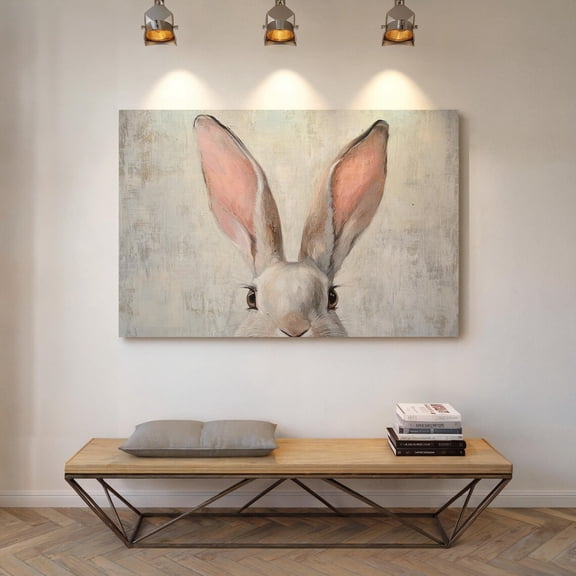 Adorable Bunny Close-Up - Rustic Rabbit Painting With Neutral Tones, Perfect For Farmhouse Or Nursery Decor Wall Art, Modern Wall Decor, 16x24 UNFRAMED