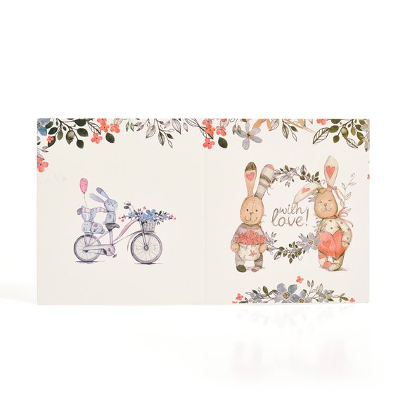 Adorable Bunny Greeting Card Watercolor Floral Design Blank Inside Perfect for Birthdays, Easter, or Just Because Envelope Included