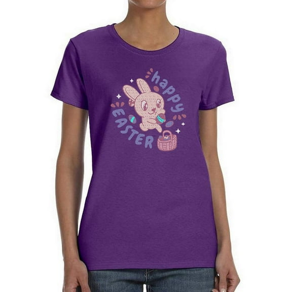 Adorable Bunny Happy Easter T-Shirt Women -Smartprints Designs, Female XX-Large