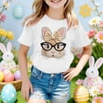 thumbnail image 1 of Adorable Bunny Print Girls Short Sleeve Tee with Bow Tie Casual Summer Top for Toddlers and Kids Short Sleeve Shirt for Girls Tees Kids Tshirts Clothes Summer Tops T-Shirt, 1 of 3