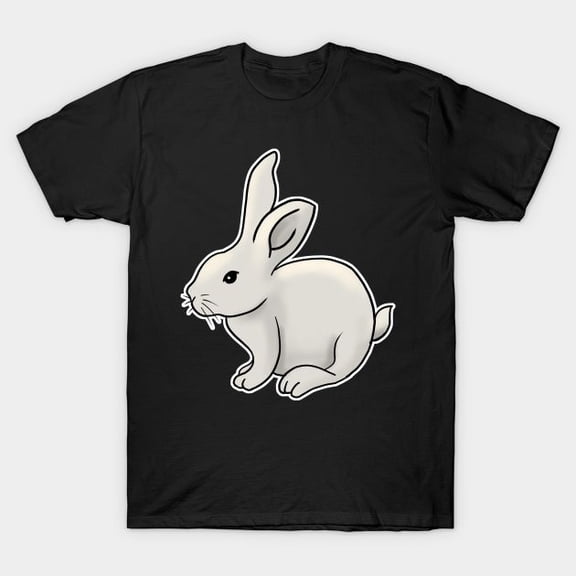 Adorable Bunny Shirt White Rabbit Cartoon Design for Nature and Animal Lovers Sweet Minimal Pet Art Gift Unisex Cotton T-Shirt, Sizes S-5XL