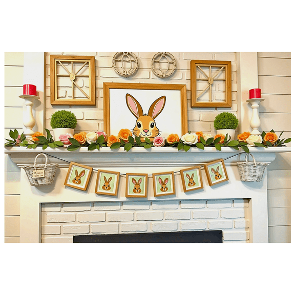 Adorable Bunny Themed Banner Background Decoration Easter Party Supplies Backdrop for Home Decor Photo Booth Decorations Indoor Celebrations