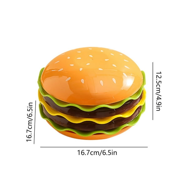 Adorable Burger Style 7-piece Dinnerware Set Dinner Dessert Plates with Lids and Cereal Bowls Makes A Great Novelty Tableware Gift