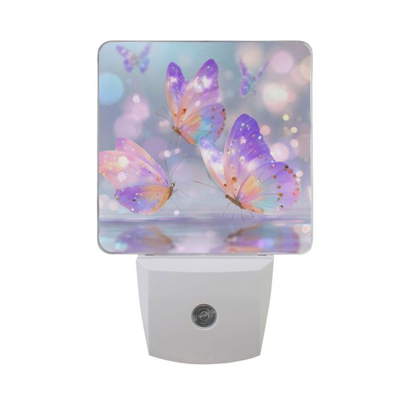 Adorable Butterflies Fluttering LED Night Light Sensor Lamp Plug-in Adjustable Brightness 2 Pack