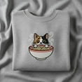 thumbnail image 1 of Adorable Calico Cat Embroidered Sweatshirt, Cute Cat And Ramen Noodle Shirt, Kawaii Japanese Food Hoodie, Embroidered Cat Gift, 1 of 4