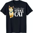 thumbnail image 1 of Adorable Calico Cat Graphic Black T-Shirt with Fun 'Strace Cat' Text, 1 of 5