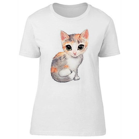 Adorable Calico Kitten T-Shirt Women -Image by Shutterstock, Female Large
