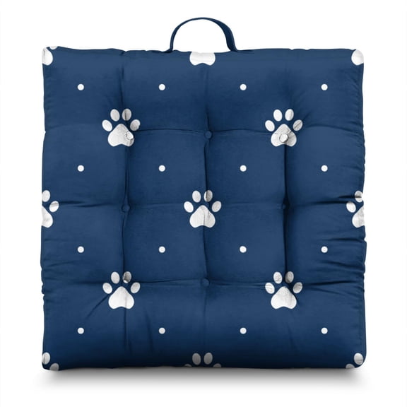 Adorable Canine Pattern Meditation Cushion - Thick Square Floor Pillow with Nine-Point Stitching