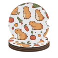 thumbnail image 1 of Adorable Capybara Car Coasters for Drinks with A Finger Notch for Easy Removal Cup Holder Coaster Cute Car Interior Accessories 4PCS, 1 of 8