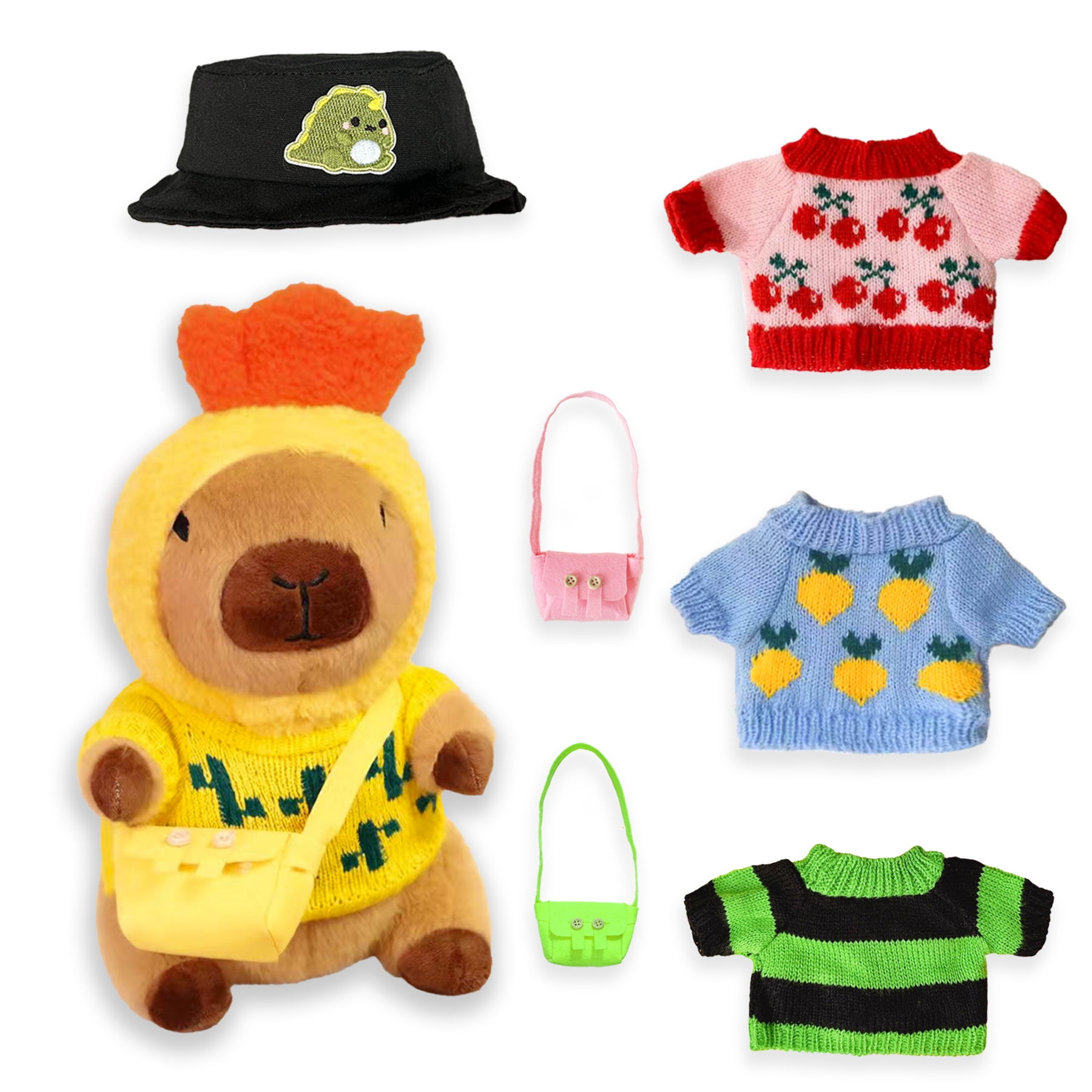 Adorable Capybara Plush Toy with 8/9/10 Fun Outfits & Accessories, 10.2-inch Dress-Up Plush Animal for Kids, Perfect Birthday or Holiday Gift