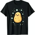 thumbnail image 1 of Adorable Cartoon Black T-Shirt with Smiling Face & Bubbles Fun Graphic Tee, 1 of 5