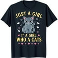 Adorable Cartoon Cat Graphic Tee Fun and Playful Design on Black T