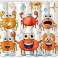 Adorable Cartoon Crabs Kids Shower Curtain Fun Crab Characters for