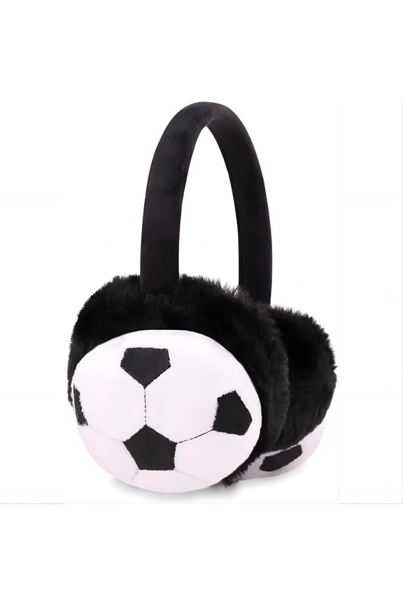 Adorable Cartoon Football Themed Winter Ear for Kids Cozy Soft Adjustable Headband Ears from Cold Wind Indoor and Outdoor Activities