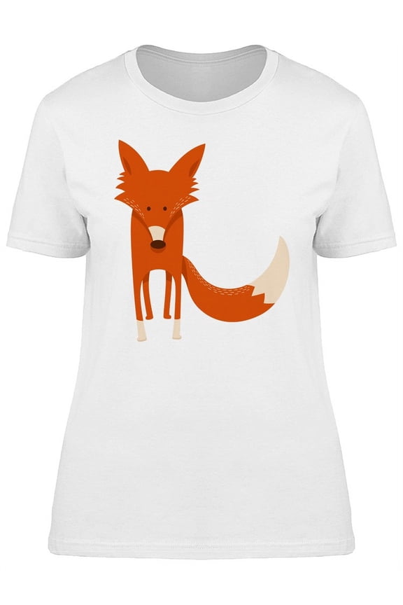 Adorable Cartoon Fox T-Shirt Women -Image by Shutterstock, Female XX-Large