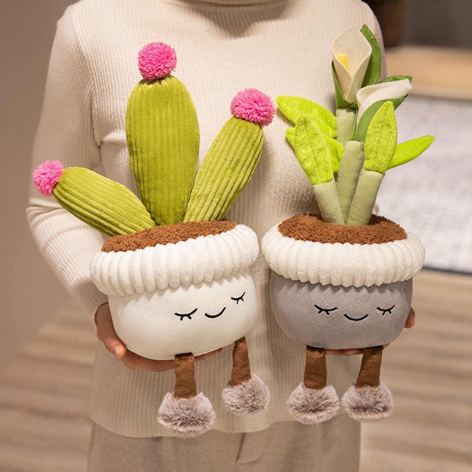 Adorable Cartoon Potted Plant Ornament Plush Doll - Ideal Desktop ...