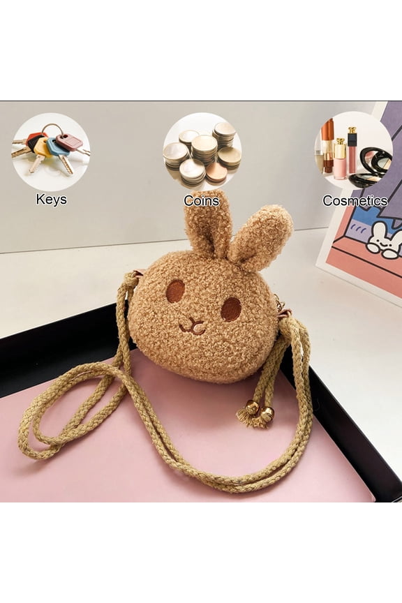 Adorable Cartoon Rabbit Crossbody Bag for Girls Cute Storage Pouch for Phones Cosmetics and Candy Mini Purse for Toddlers and Young Boy Girl