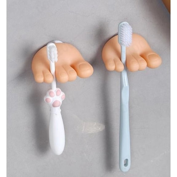 Adorable Cartoon Suction Cup Toe Shaped Rubber Shelf for Bathroom Kitchen Living Room Storage Organizer