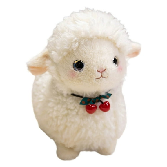 Adorable Cartoon White Lamb Stuffed Animal Toy Soft Cuddly Sheep Doll For Children Nursery Bedroom
