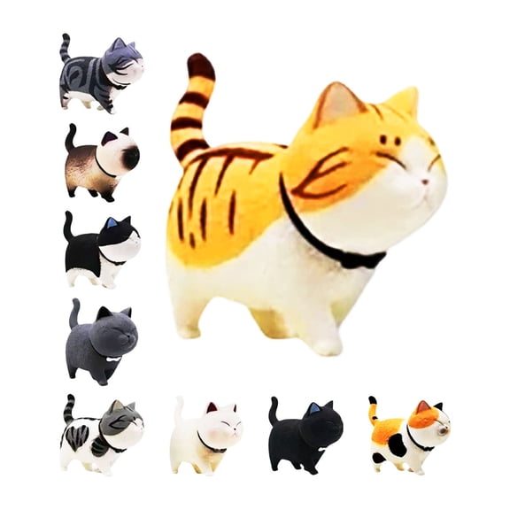 Adorable Cat Figurine Desktop Ornament Sculpture For Home Cute Collectible Art