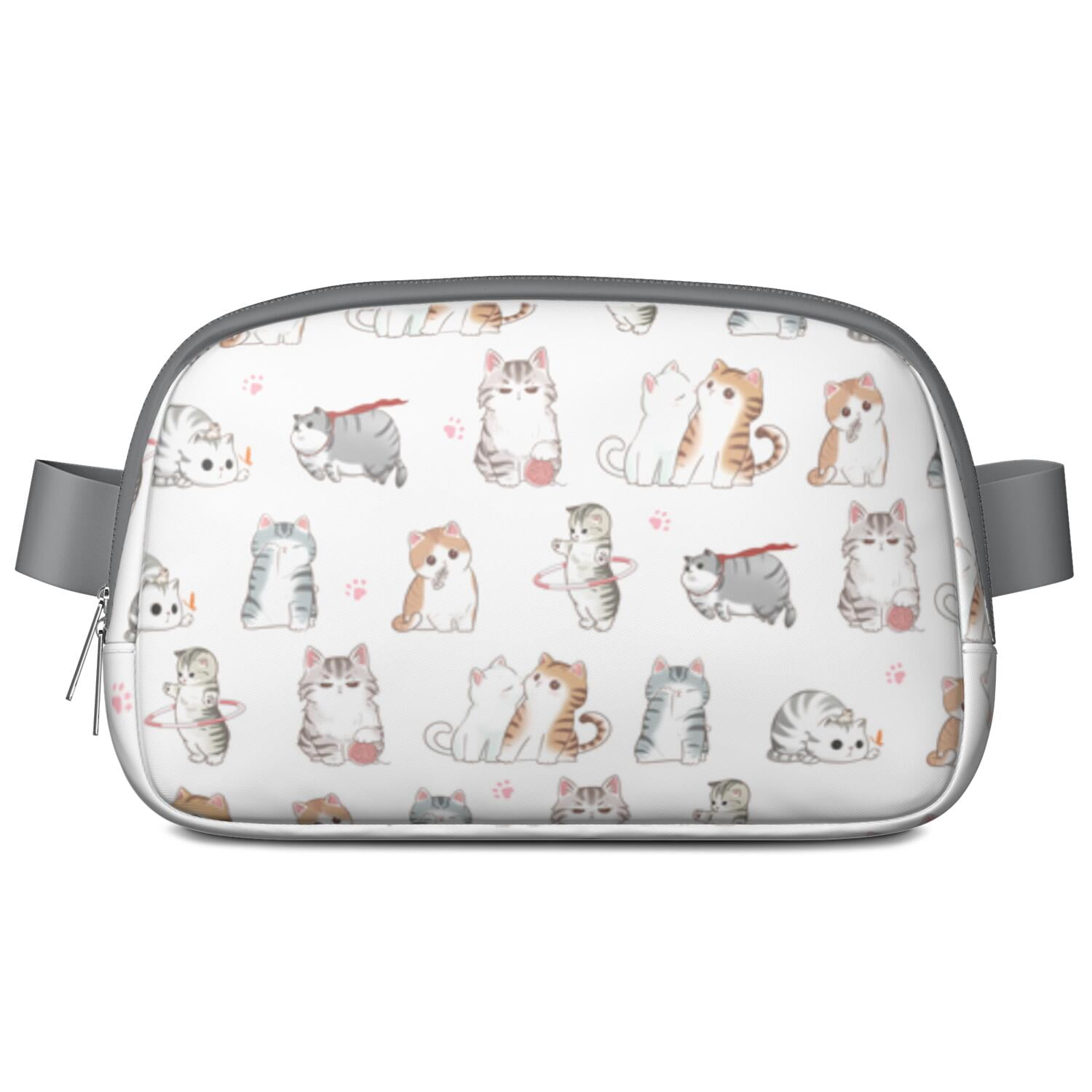 Adorable Cat Lover Crossbody Bag – Cute Pet Print Fanny Pack with Funny Design and Paw Pattern, Lightweight Waist Bag for Women