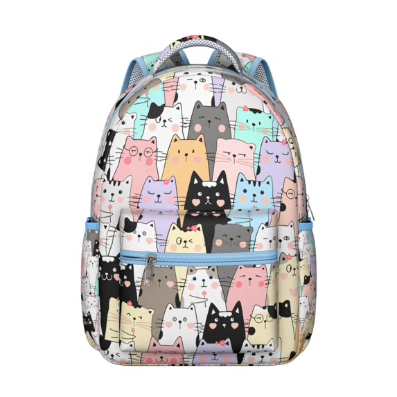 "Adorable Cat Pattern Backpack - Great Gift for Students, Lightweight School Bookbag for College & Work, Waterproof with Pockets"