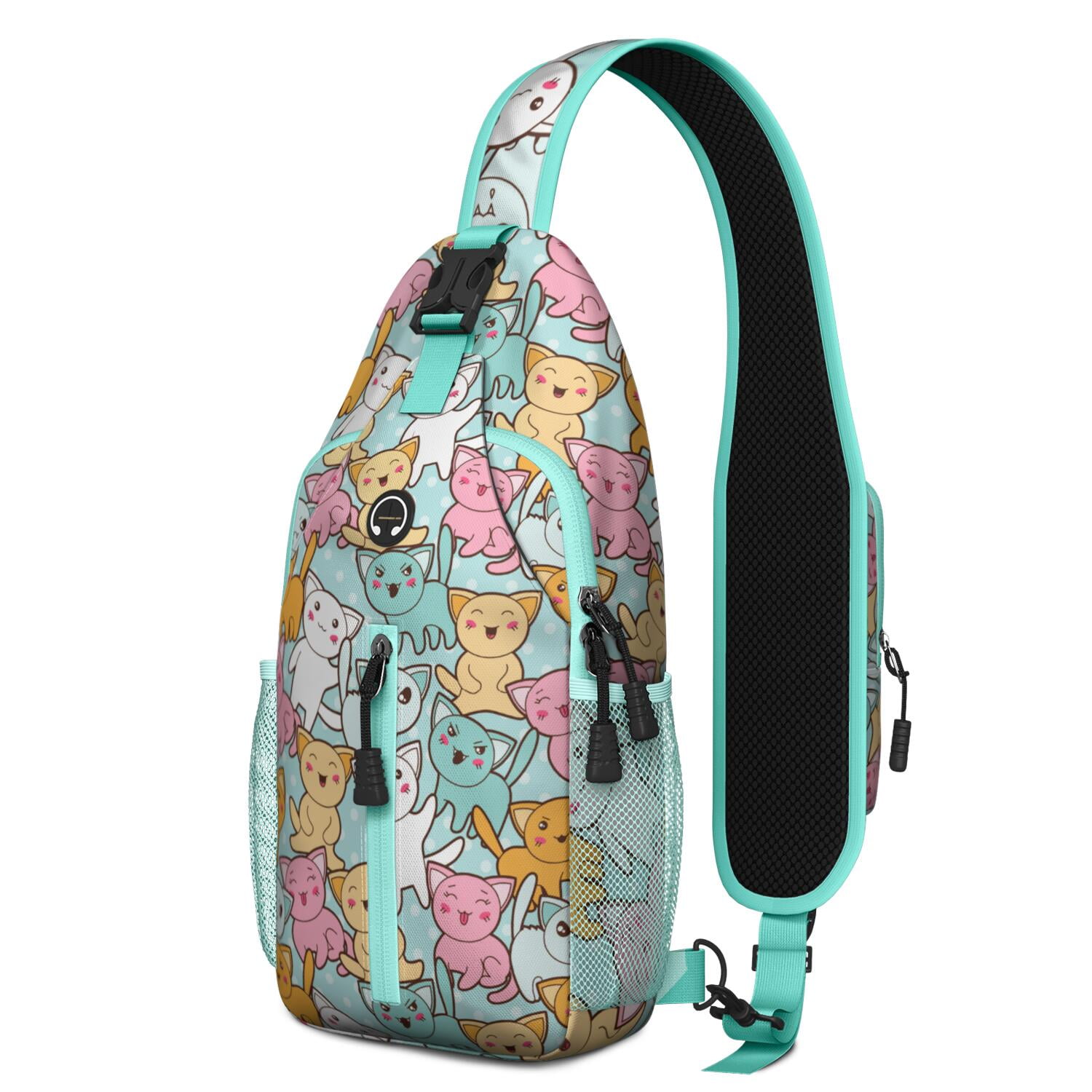 Adorable Cat Print Sling Backpack, Lightweight Crossbody Daypack with Cute Paw Pattern, Funny Cat Lover Gift Design, Anti-theft Travel Bag for Pet Lovers, Commuting, Gym, Outdoor Activities