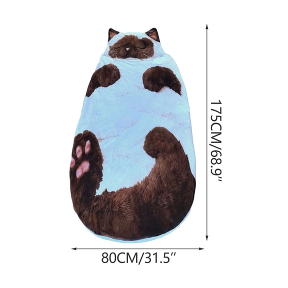 Adorable Cat Themed Adult Sleeping Bag, Warm and Soft Envelope Design for Indoor Lounging, Camping, and Sleepovers, Cozy Fleece Sleeping Sack for Comfort and Fun