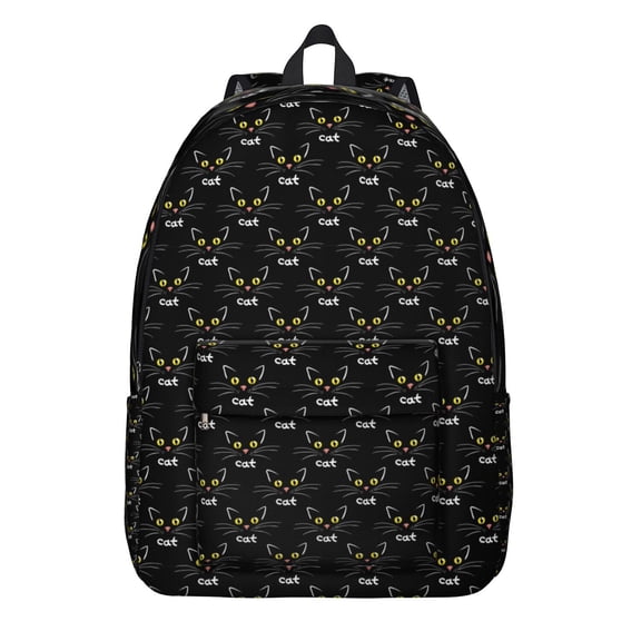 Adorable Cat-Themed Print Backpack – Cute Cartoon Cat Bookbag for School, Daily Commute, and Travel