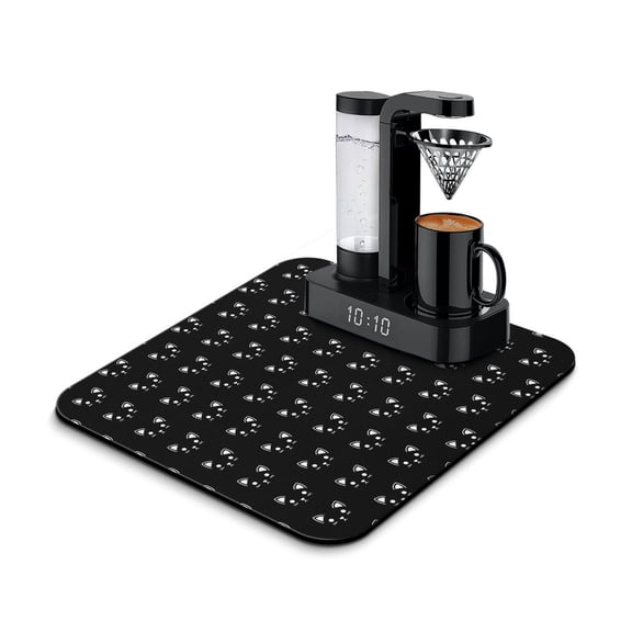 Adorable Cat-Themed Print Coffee Bar Mat - Abstract Cat Art Absorbent Non-Slip Mat for Coffee Bars