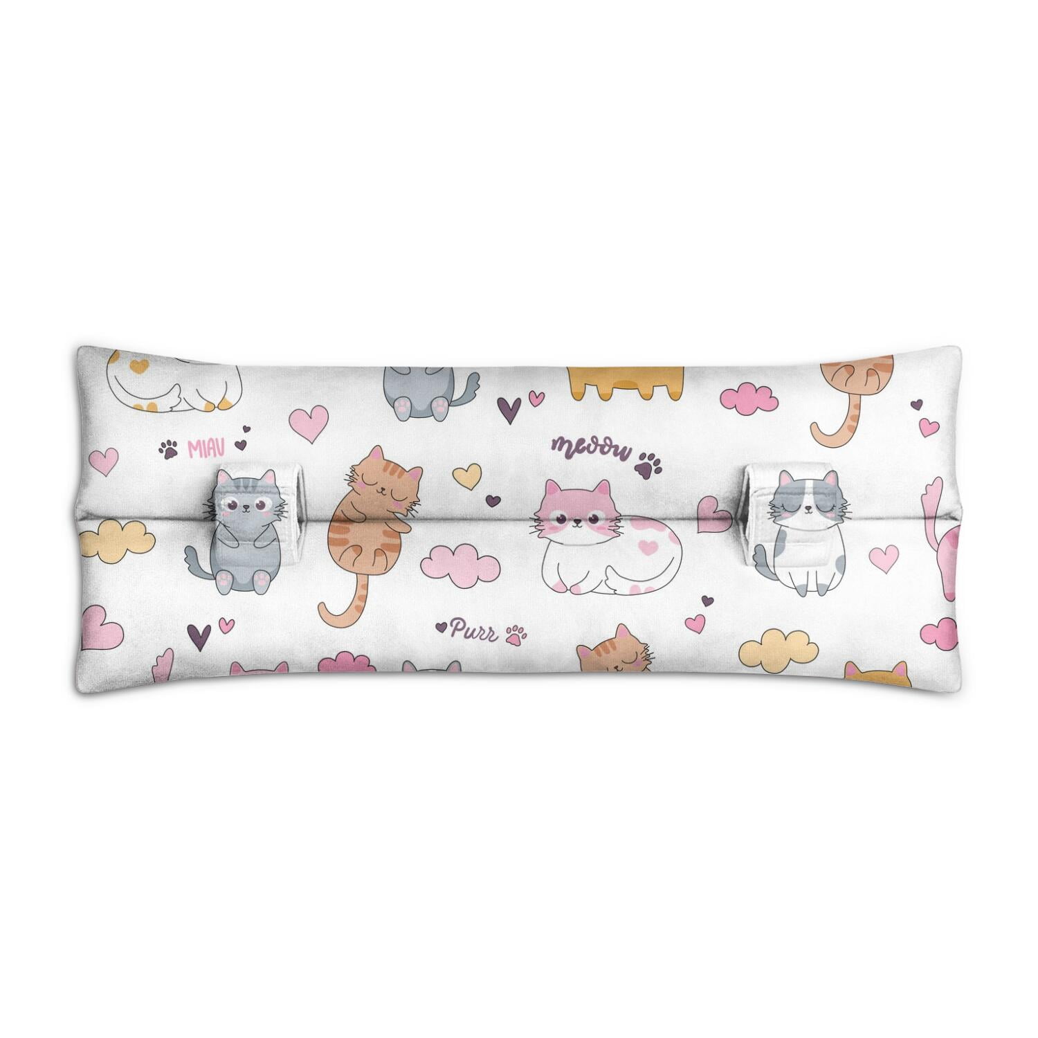 Adorable Cat-Themed Print Seatbelt Pillow - Mastectomy Post-Surgery Comfort Cushion - Heart Surgery Recovery Pad with Cats and Hearts Pattern