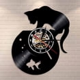 thumbnail image 1 of Adorable Cat and Fishbowl Funny Wall Art Wall Clock Cat On Fishbowl Vinyl Record Wall Clock Kitten Decorative Clock Kitty Gift, 1 of 7