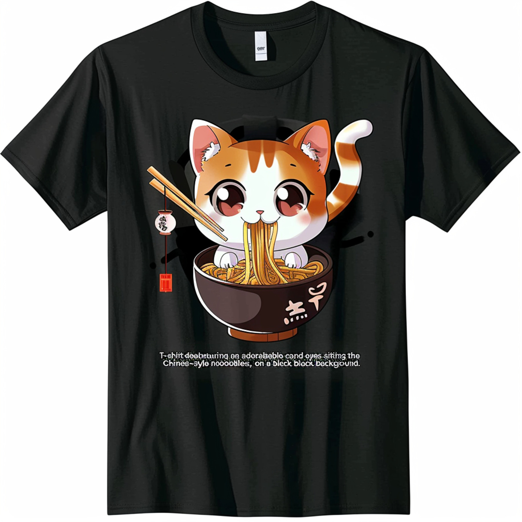 Adorable Cat in Ramen Bowl TShirt Cute Kitty Eating Noodles Funny