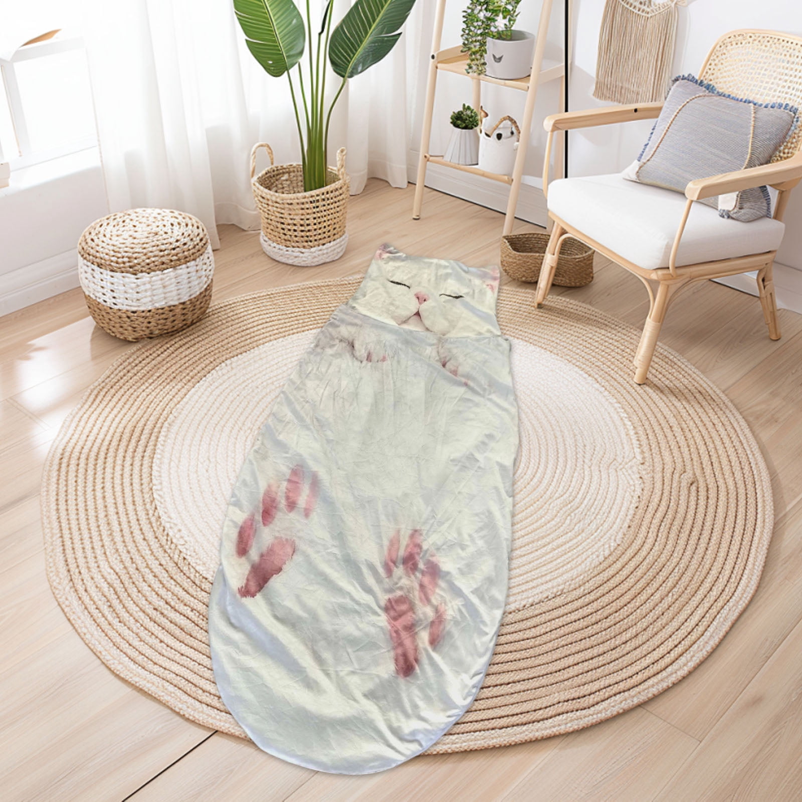 Adorable Cats Envelopes Sleeping Bag, Adult Plush Cat Sleeping Bag, Plush Cat Shaped Couch Comfy Accent Floor Sofa, for Gaming, Reading in Living Room, Bedroom(A)