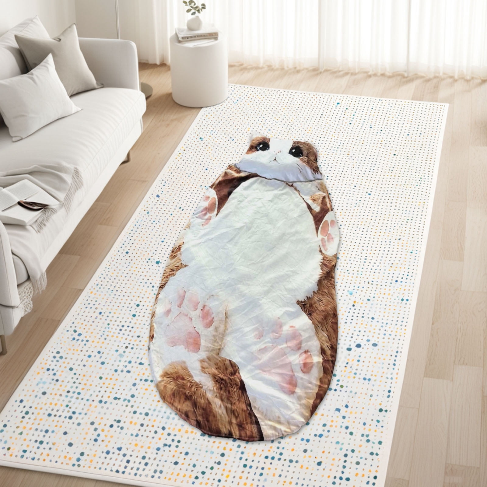 Adorable Cats Envelopes Sleeping Bag, Adult Plush Cat Sleeping Bag, Plush Cat Shaped Couch Comfy Accent Floor Sofa, for Gaming, Reading in Living Room, Bedroom(C)
