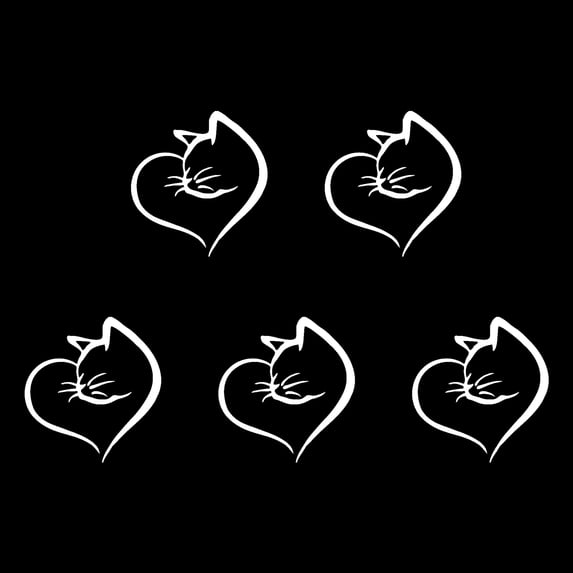 Adorable Cats Heart Reflective Sticker PVC Easy Apply Rear Window