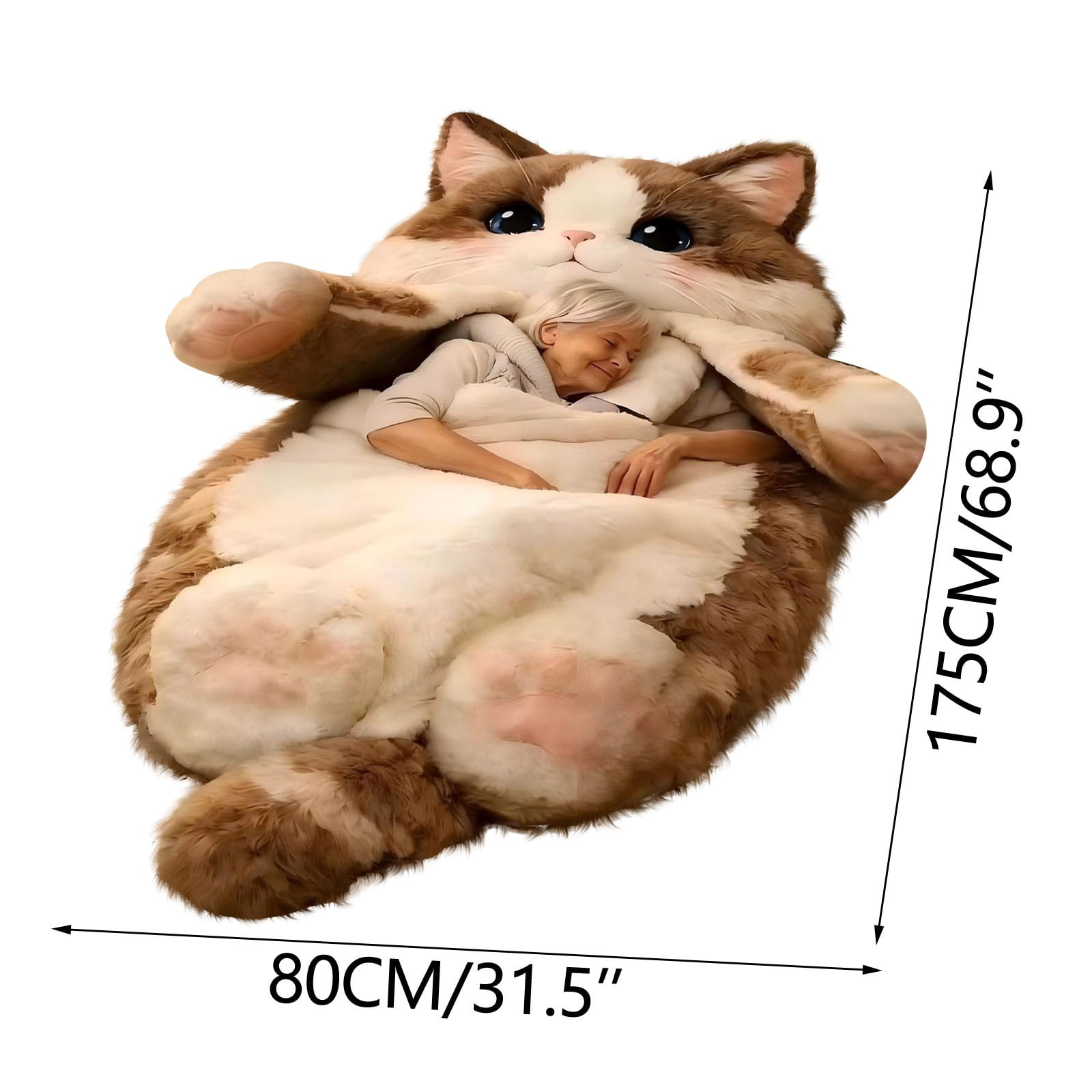 Adorable Cats Sleeping Bag for Adults - Cozy Feline Themed Sleep Sack for Camping, Lounging & Sleepovers, Washable Warm & Comfortable C